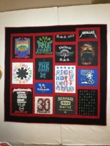 Image of the a rock-concert t-shirt quilt that I made