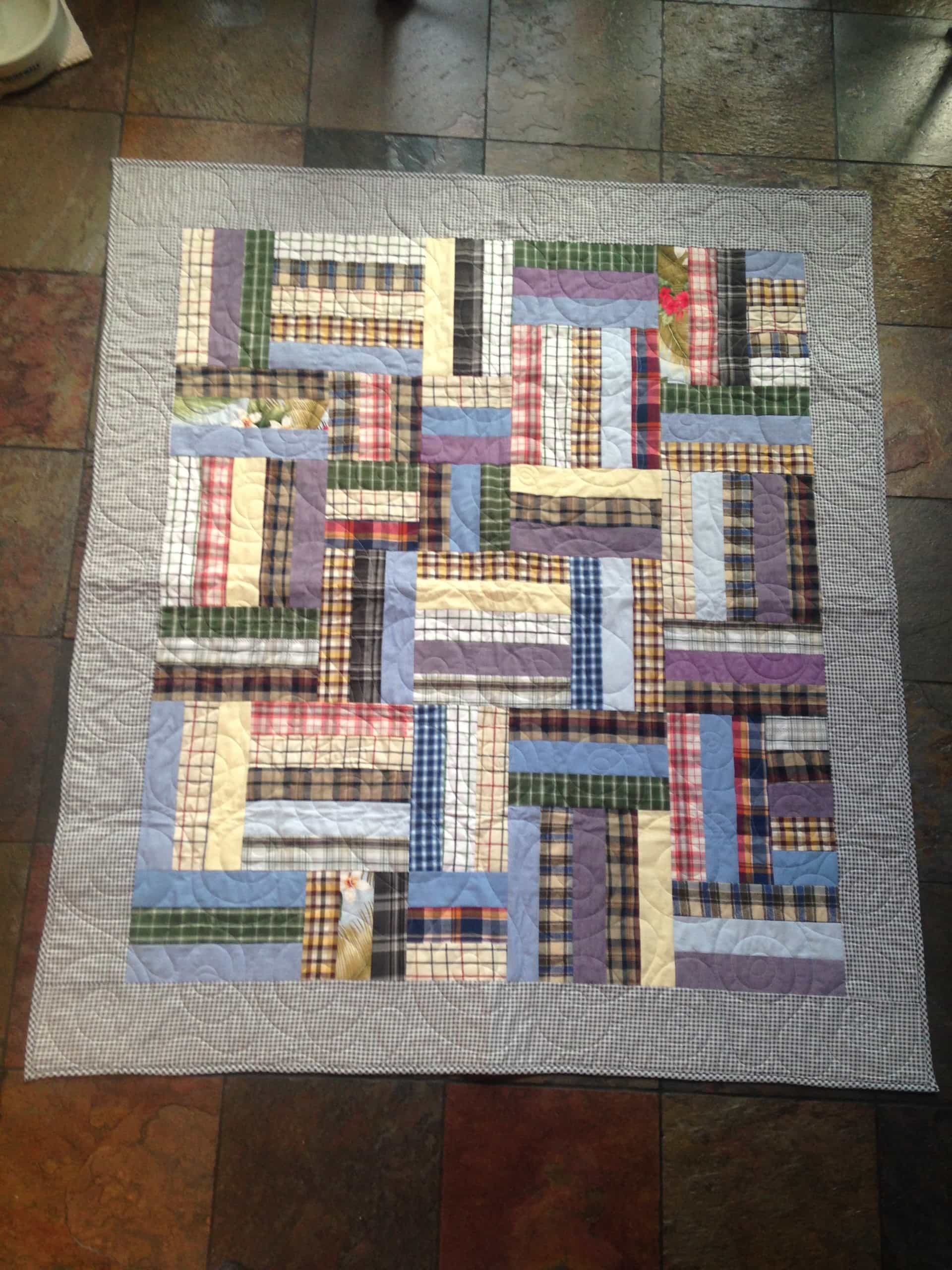 An image of the custom work shirt quilt I made for a customer