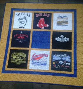Custtom Baseball themed T-shirt Quilt