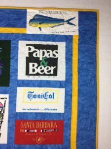 Image of the vacations custom t-shirt quilt that I made for a customer