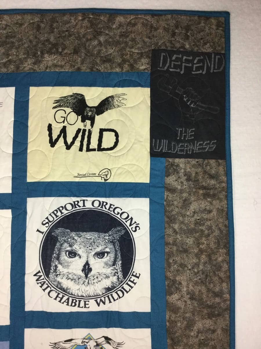 Custom wildlife T-shirt Quilt for client
