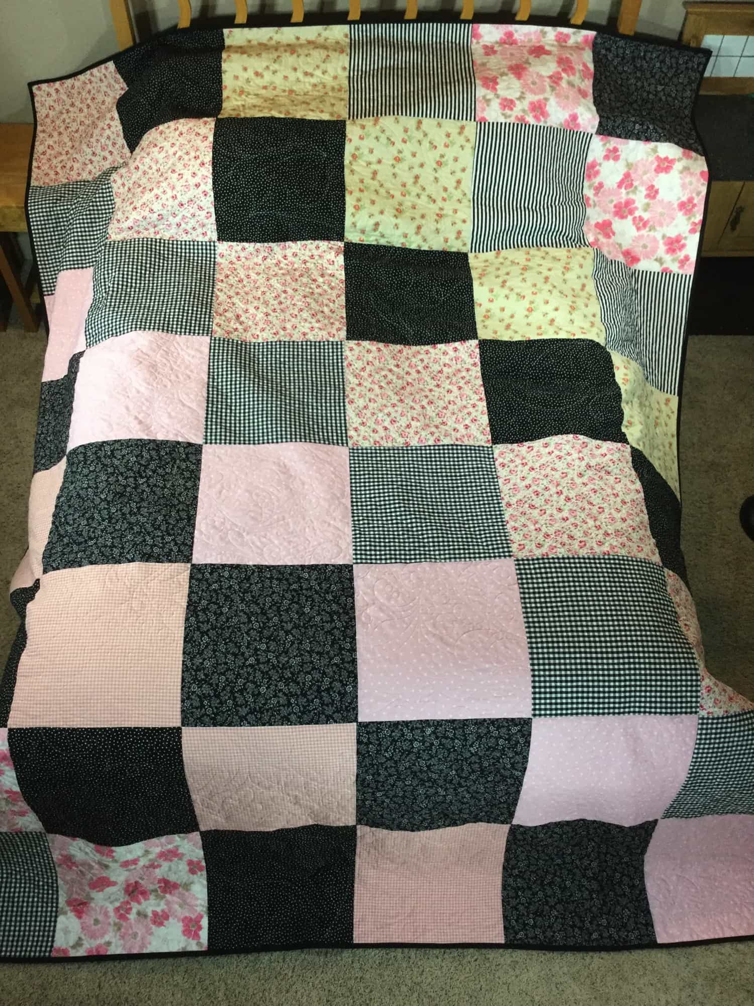 Image of an weddings memory quilt that I completed for a customer
