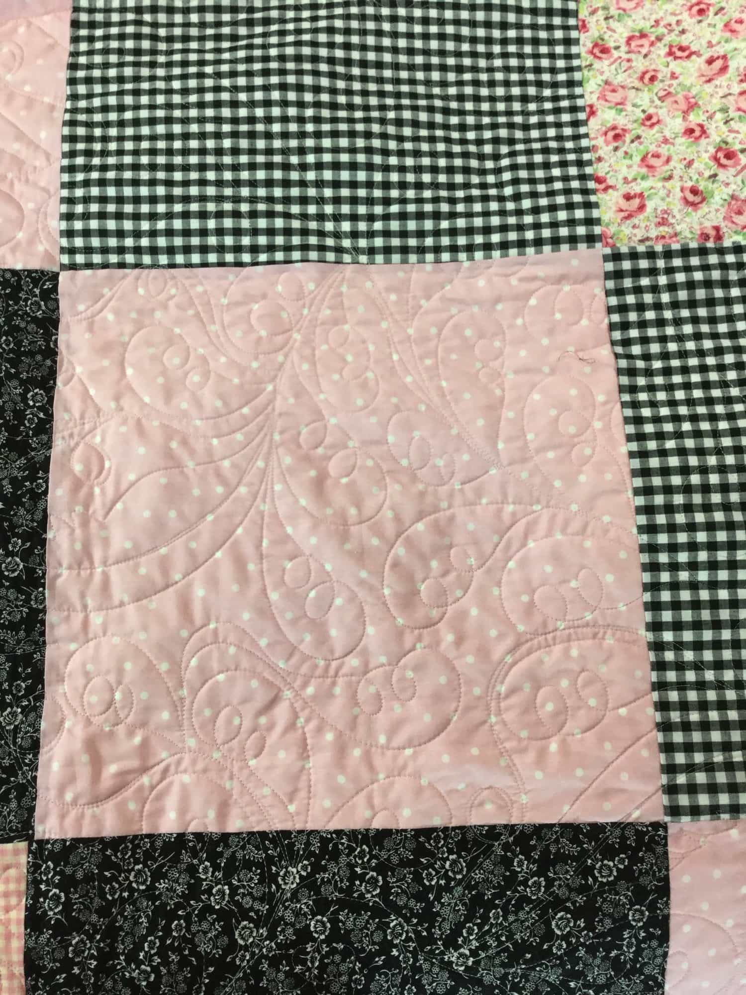 Close up of patch style quilt