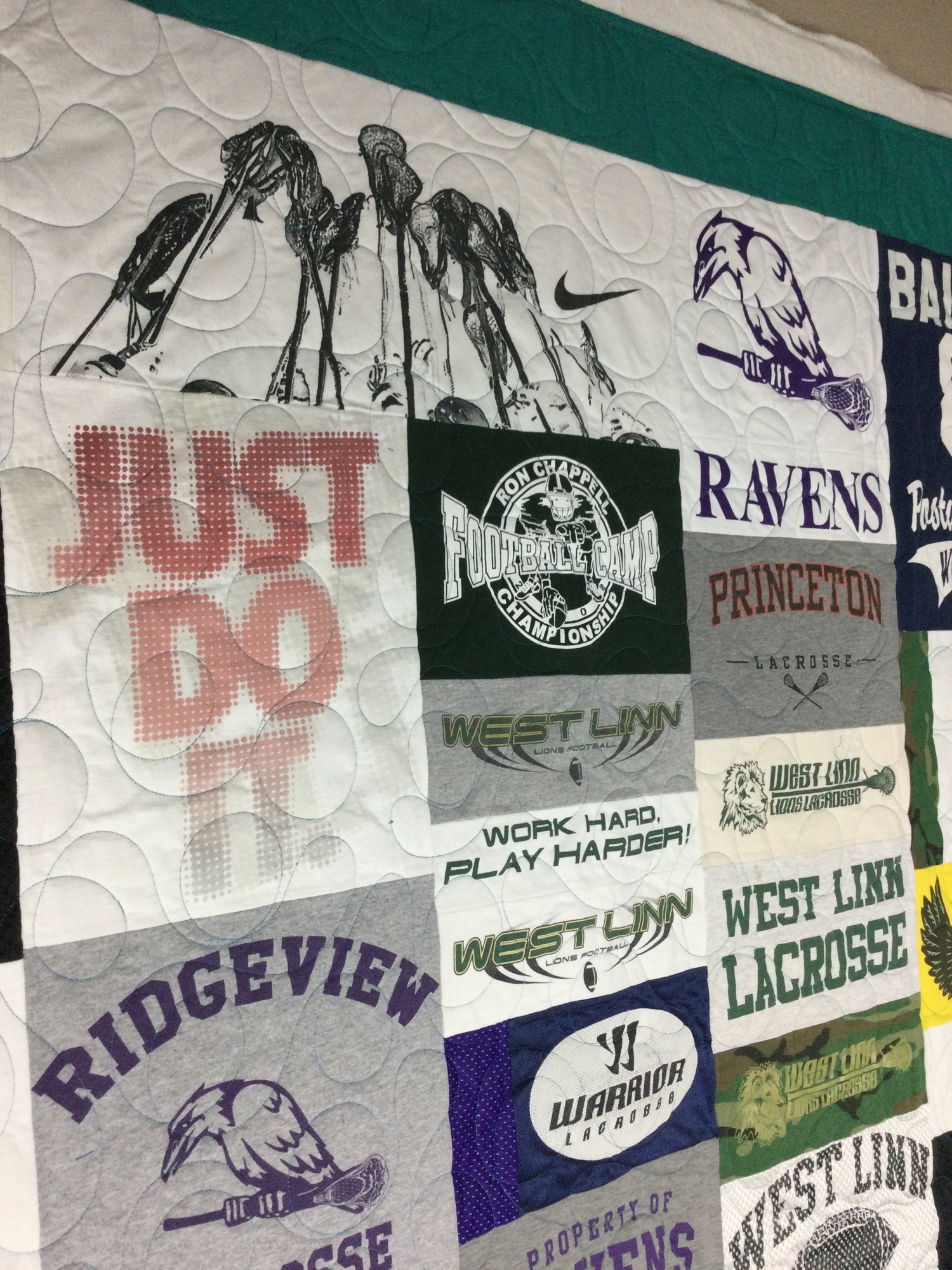 t-shirt quilt made for son